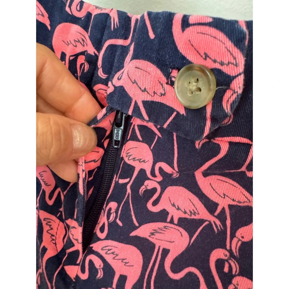 J.‎ Crew Factory Pink Flamingo Print Navy Chino Shorts Women's Size 4